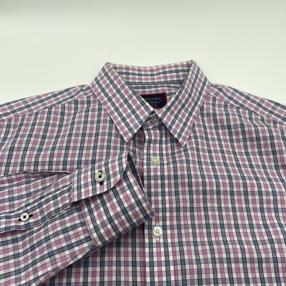 Untuckit Wrinkle Free Dolcetto Button Shirt Mens Medium LS Plaid Pink LS EUC